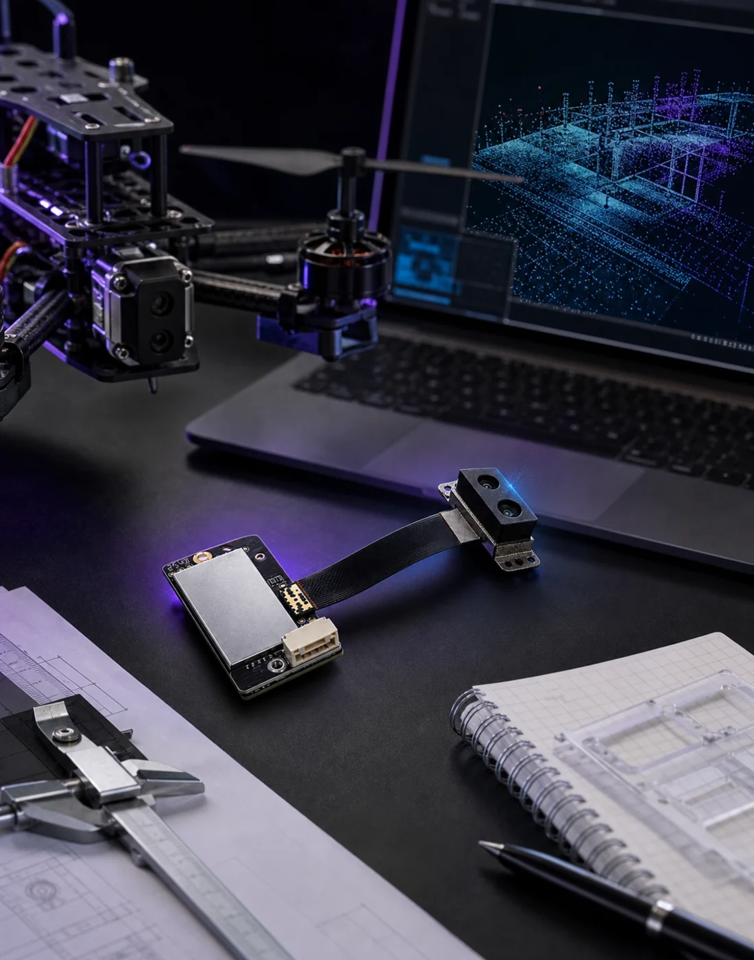 lidar drone procurement evaluation with compact dToF module point cloud dashboard and UAV frame