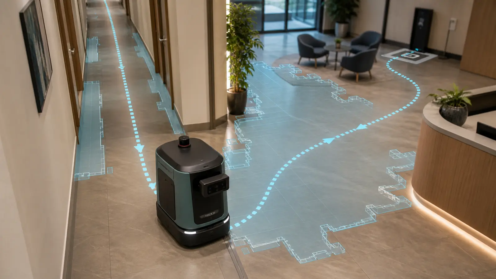 Service robot evaluating dToF depth input for mapping and docking